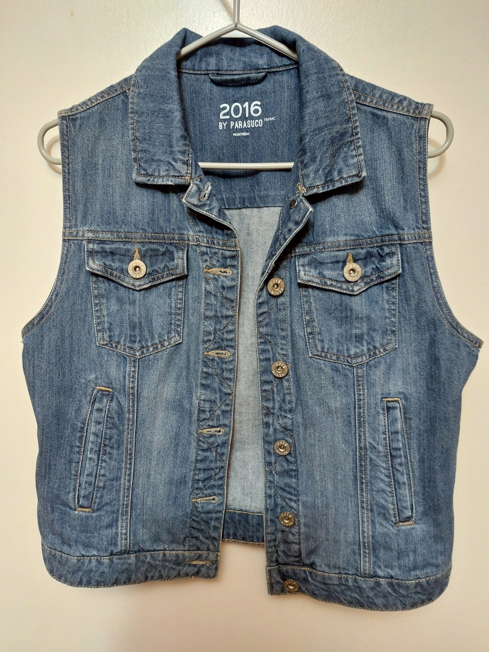 Parasuco Blue Denim Vest Size M 100% Cotton NWOT